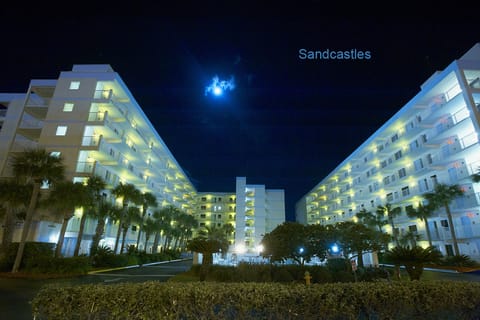 Sandcastles Complex at night both north and south buildings