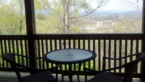 Relax on the covered deck overlooking the Old Farm and Lexington