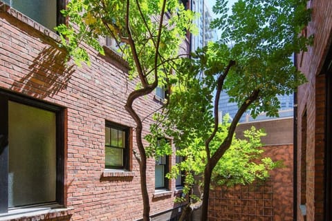 The studio faces an interior courtyard, creating a quiet, light-filled retreat.