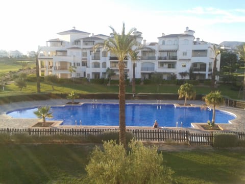 View of pool from balcony