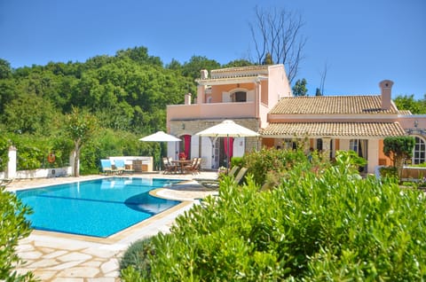Villa view from swimming pool terrace