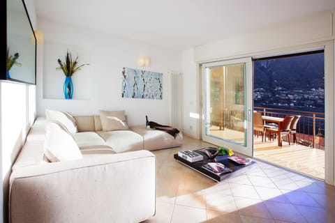 Stylish lake view living.