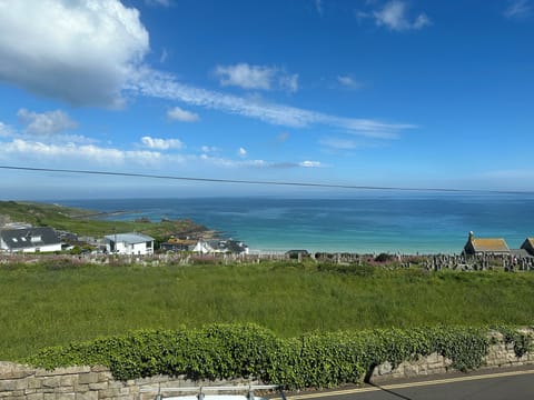View over Porthmeor Beach to the headland