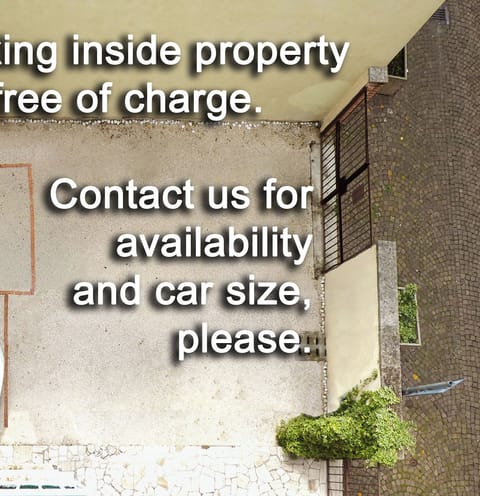 Parking inside property, contact us for availability and car size.