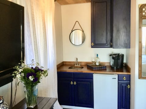 Coffee bar in the master bedroom.