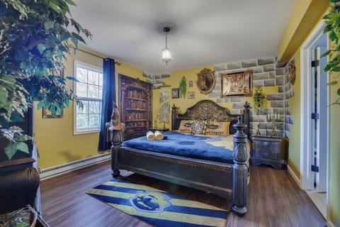 Master bedroom with king size bed. 