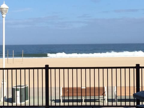 Looking over the boardwalk to the beach from our deck 8 steps down to Boardwalk.
