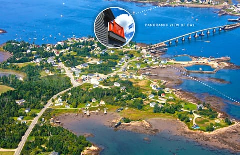 Our cottage sits atop a small hill with views of the bay and Beals Island bridge