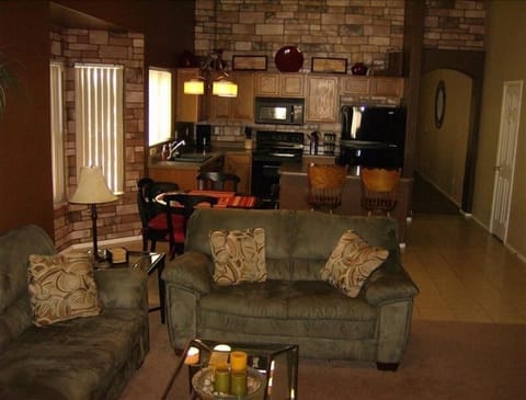 Family, dining and Kitchen with island