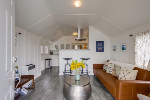 Enter the living room from the front door.