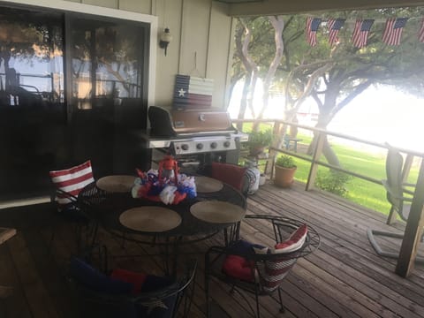 Large Weber grill to handle lots of food.