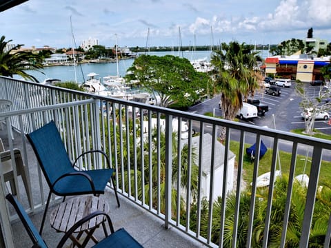 Relax and enjoy the view from the 4th floor balcony.