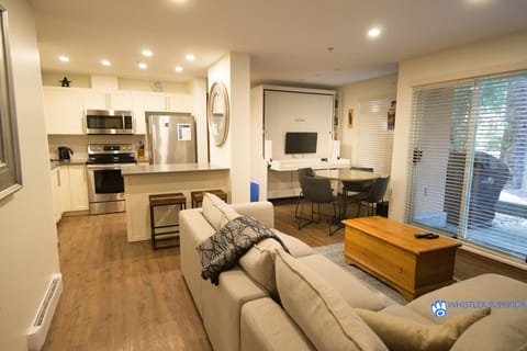 Open plan kitchen, dining and living