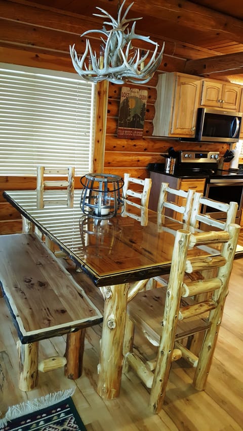 Custom made, live edge, hickory dining table for 8