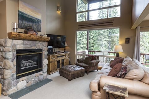 Living room with big windows.