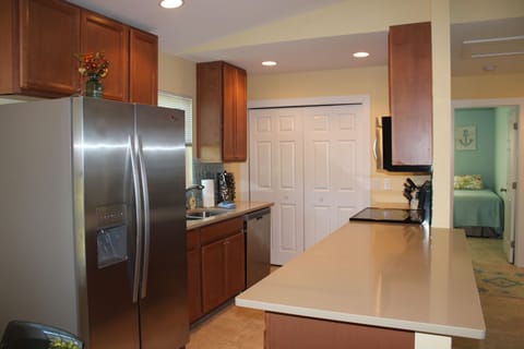 kitchen with large serving island
