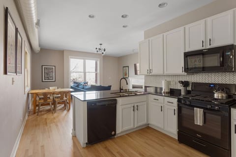 Kitchen, dining area and living space
