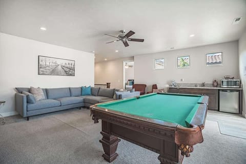Enjoy billiards and large TV upstairs
