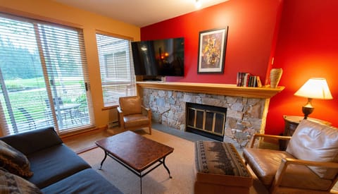 Living area with fireplace