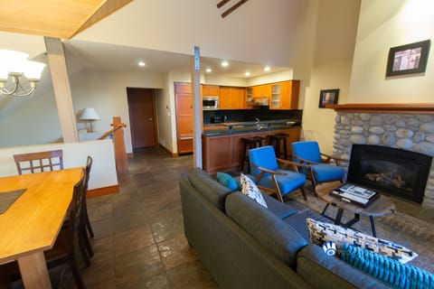 Open plan living area with patio access