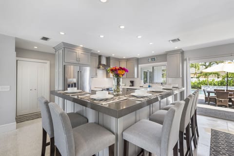 A dining area with a view. Enough space for everyone to pull up a chair. 