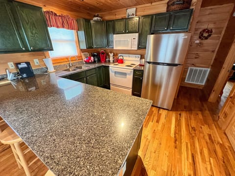 A close up of the kitchen.