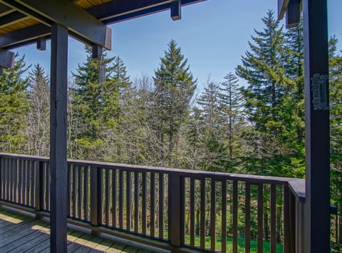 The balcony overlooks some trails!
