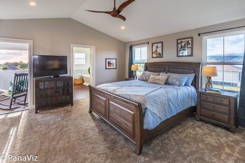 Upstairs master suite features ensuite bathroom and private outdoor sitting area