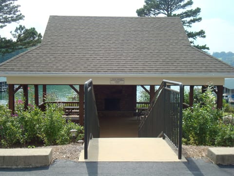 Sun Set Bay Pavilion with grills, fire place and picnic tables
