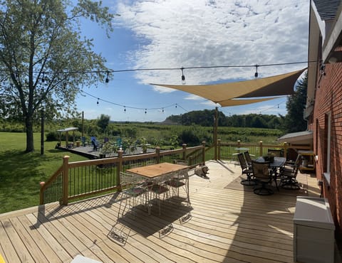 Wrap around back deck with seating for 14.