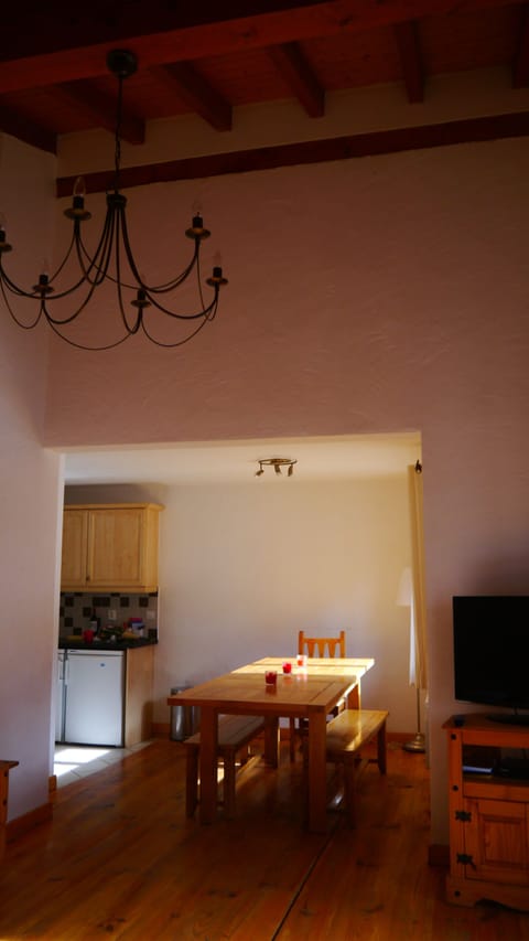 High vaulted ceiling view from living room 