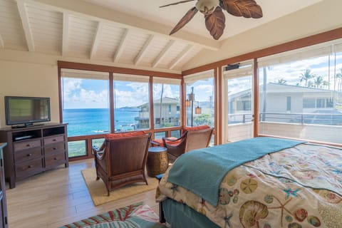 Bedroom features ocean front seating