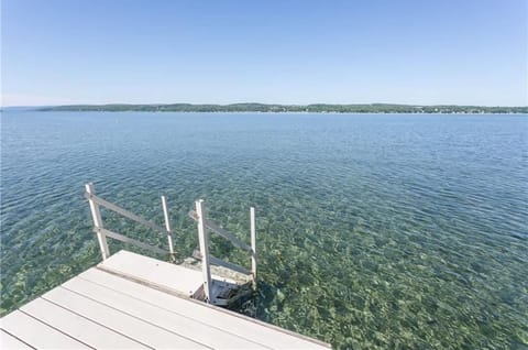 End of our dock with easy stairs leading into the water