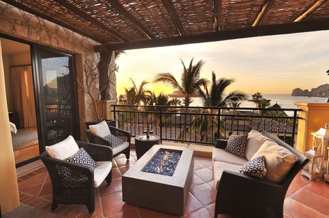 Terrace Lounge and firepit with Ocean Views
