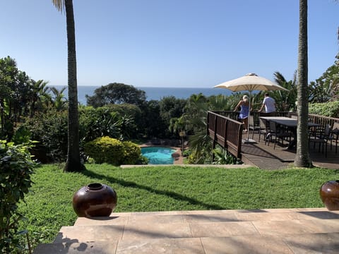 Looking from the balcony at the dolphins swim by