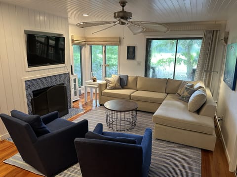 Large open floor plan with new seating for cozy days and nights.