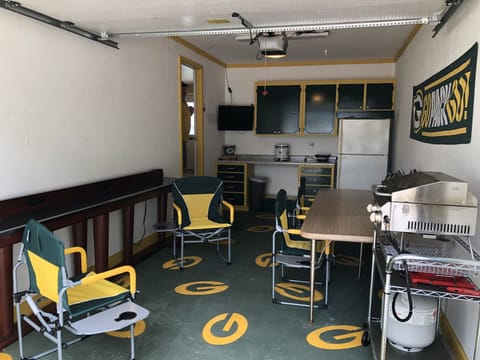 Weather not cooperating?  No problem -tailgate in the garage!