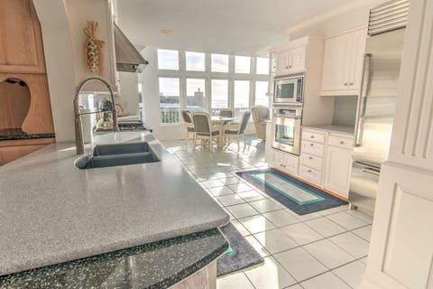 Well stocked kitchen with southern facing views.