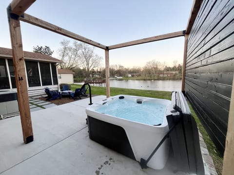 Warm up in the hot tub on cool fall and winter nights.