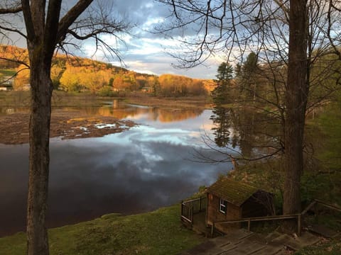 Lake view from the bluestone terrace, steps outside your door.