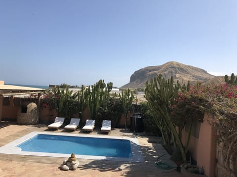 Swimming pool in enclosed courtyard