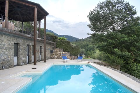 The private 11x4m heated salt pool has loungers, changing rooms, showers and WC.