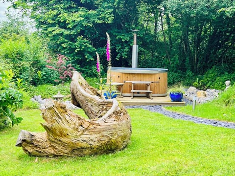 Relax in the Kirami wood fired hot tub
