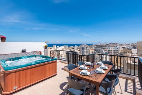 Front Terrace With Hot Tub , BBQ and Out Door Furniture.