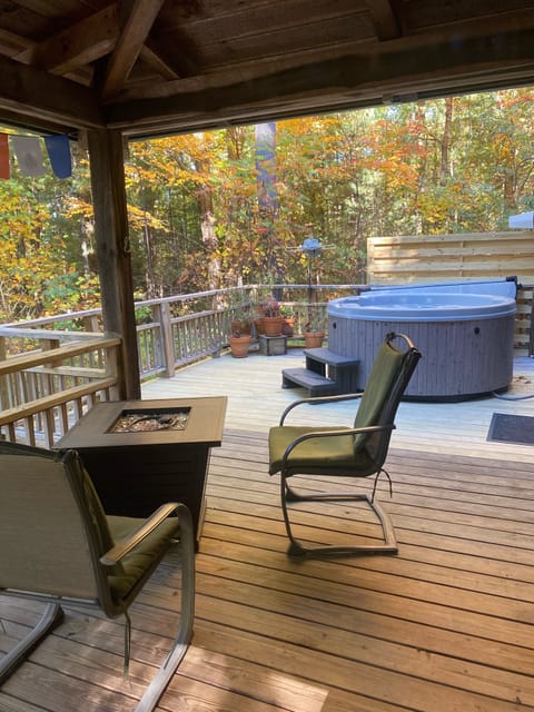 Fire Pit and Hot Tub on Deck overlooking the mountain and view