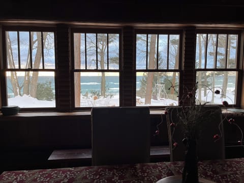 Backdrop view from dining table winter morning.