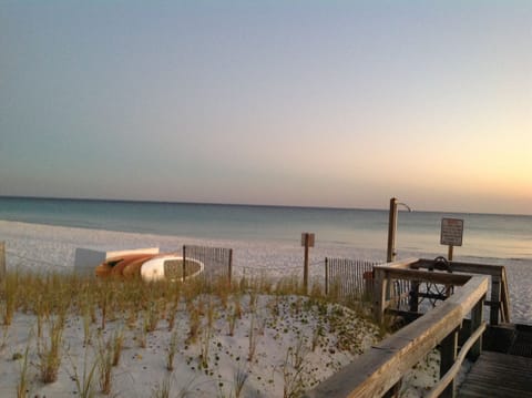 Boardwalk from the Pool Deck to the Emerald Green Water and the White Beach