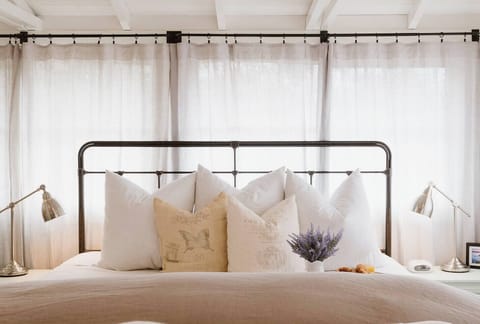 You'll have the best sleep imaginable with our king bed, Restoration Hardware Belgian linen Duvet and Egyptian cotton sheets.