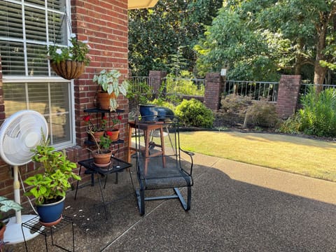 patio in enclosed back yard
