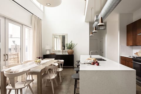 large eat-in island and dining table